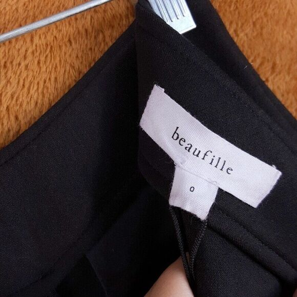 BEAUFILLE Pants Womens Size 0 Black Straight Leg Ankle Slit ALCOTT Trouser - Picture 7 of 13